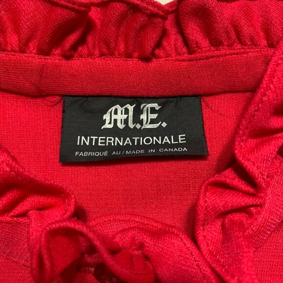 Vintage 70s Button Tie Front  Ruffle Trim Modest 60s Retro Secretary Dress - Picture 9 of 16